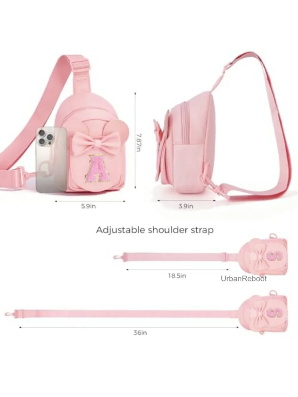 Personalized Initial Crossbody Bag & Mini Belt Bag Set Lightweight Cute
